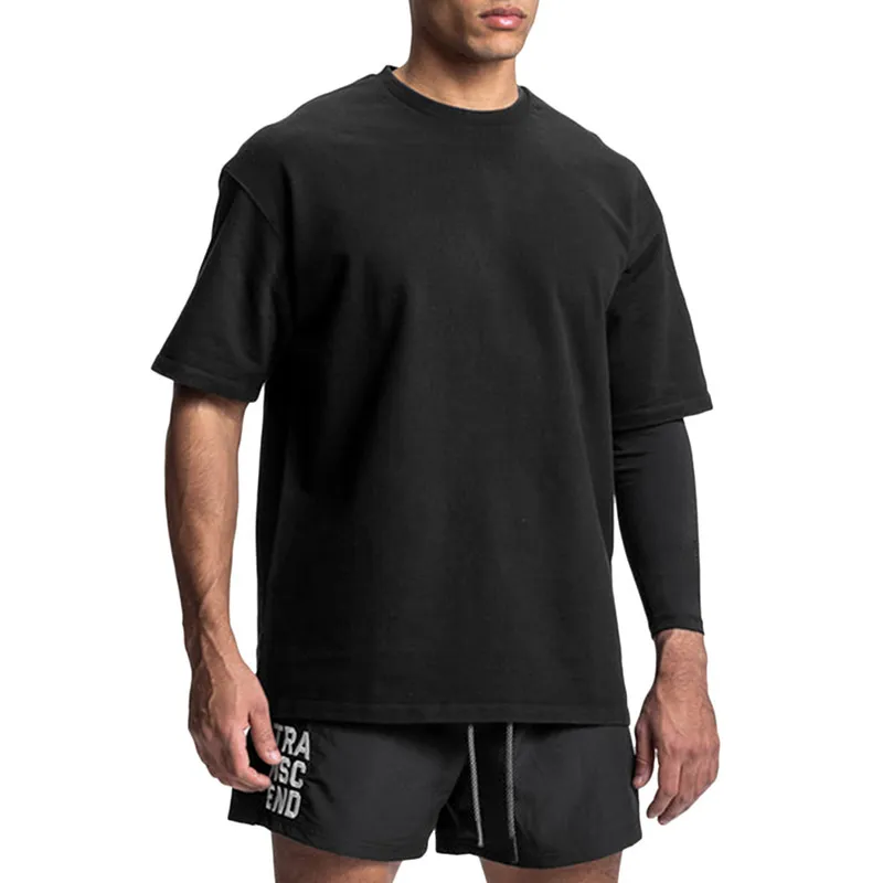Men Casual Loose Solid Color Round Neck Short Sleeve Cotton T-Shirt
