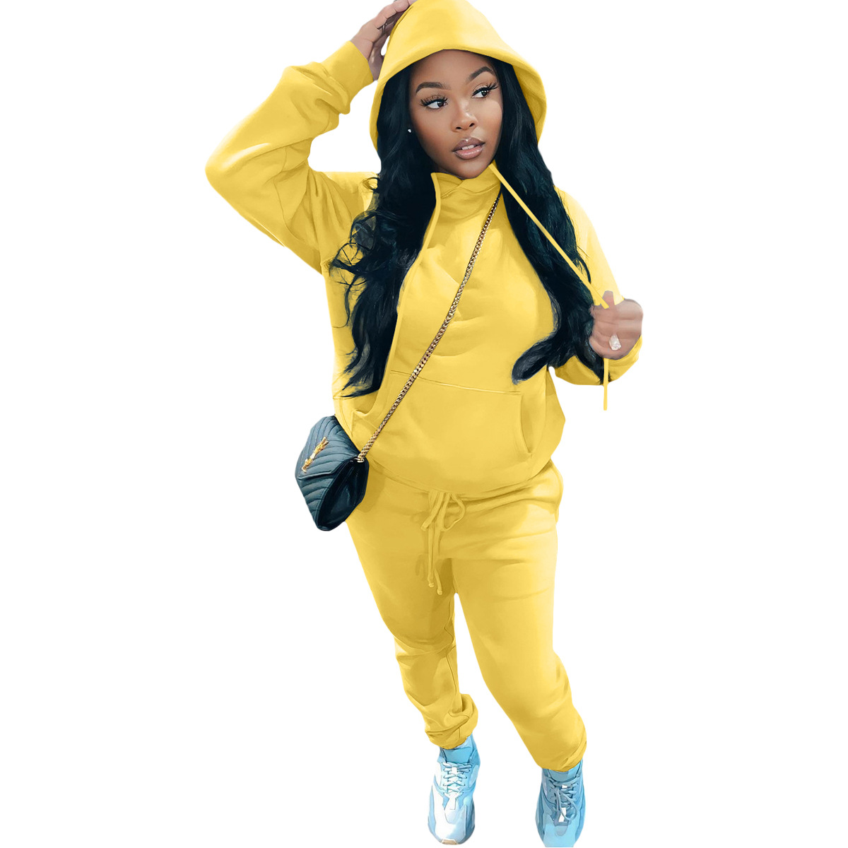 Wholesale Women Fashion Casual Solid Color Pocket Hooded And Wholesale Women Fashion Casual Solid Color Pocket Hooded And