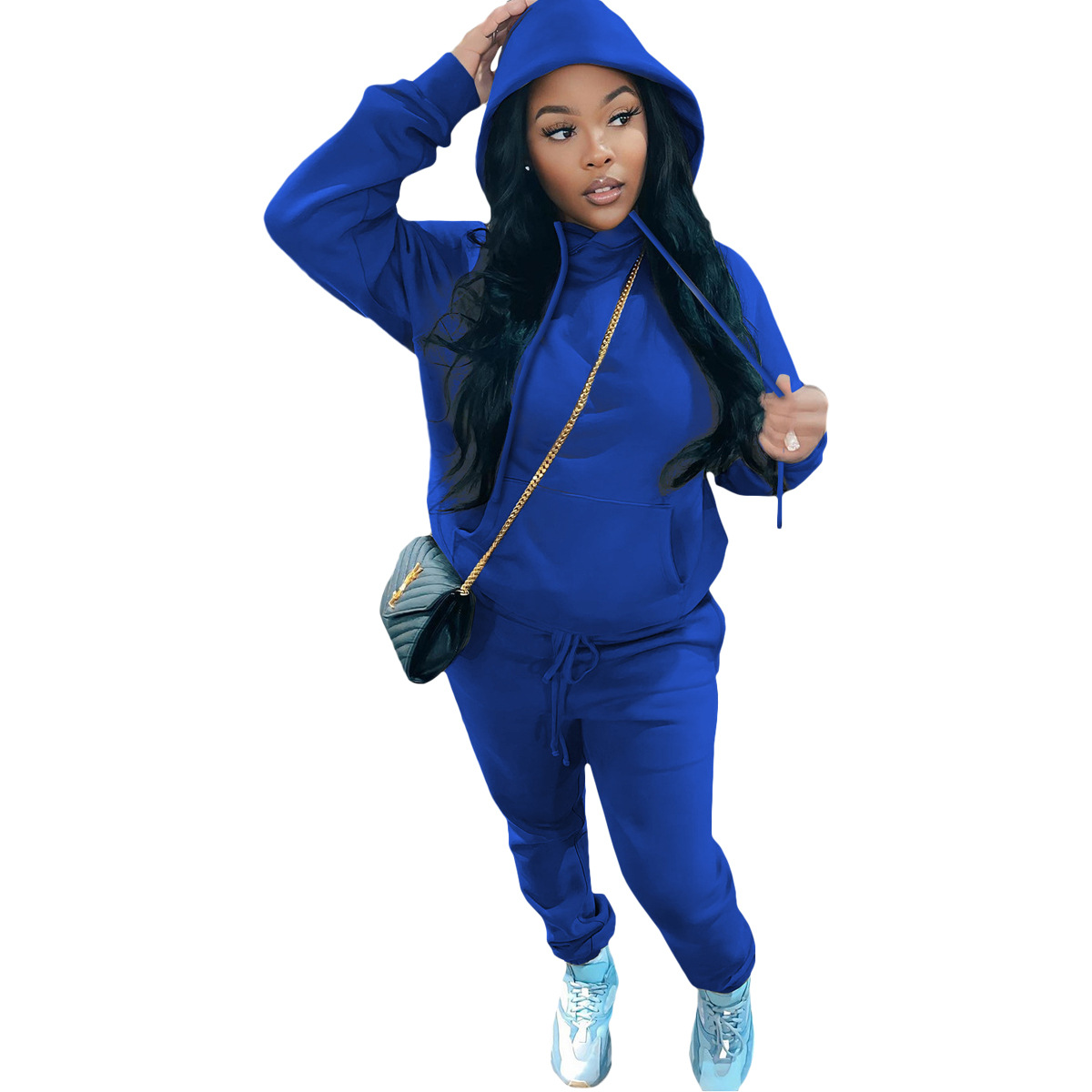Wholesale Women Fashion Casual Solid Color Pocket Hooded And Wholesale Women Fashion Casual Solid Color Pocket Hooded And