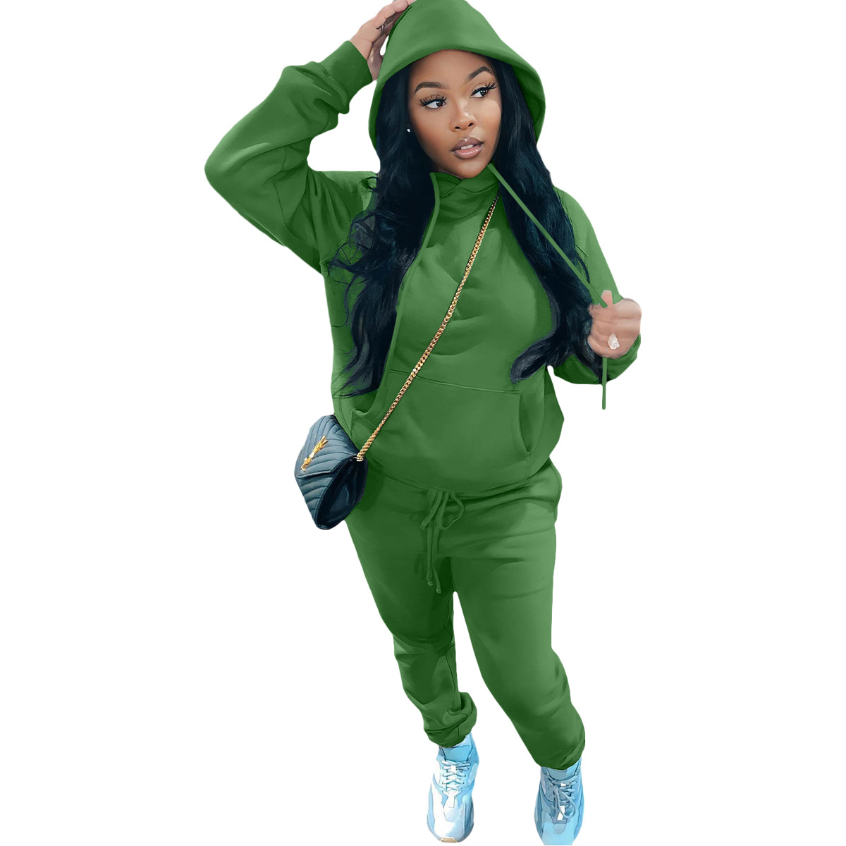 Wholesale Women Fashion Casual Solid Color Pocket Hooded And Wholesale Women Fashion Casual Solid Color Pocket Hooded And