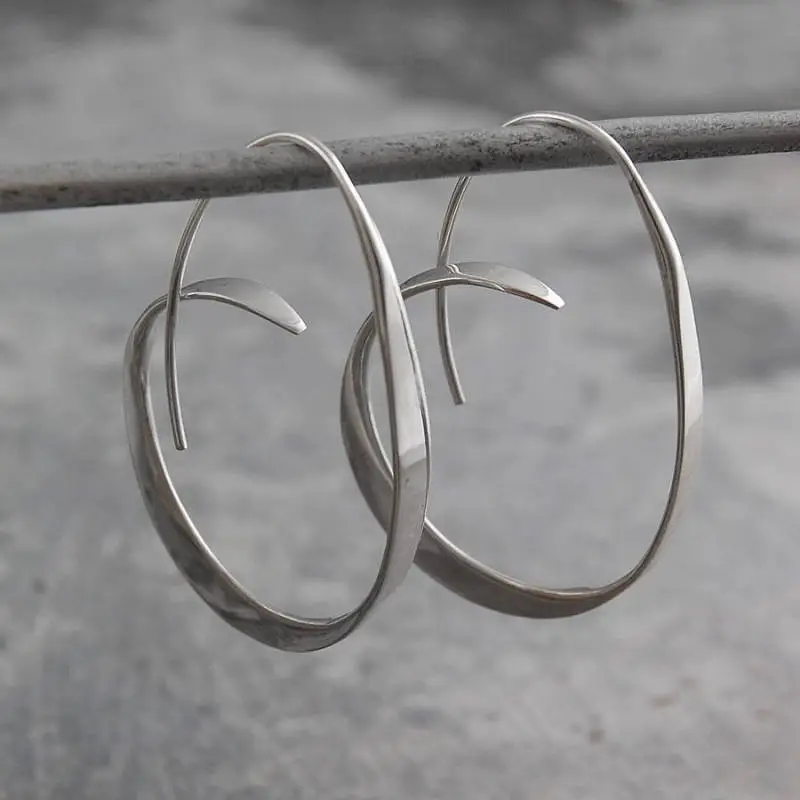 Women Creative Spiral Large Circle Earrings Alloy Fashion