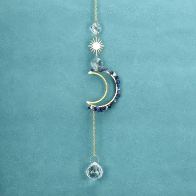 Fashion Sun Catcher Agate Moon Crystal Pendant Lighting Decorative Chandelier Accessories
