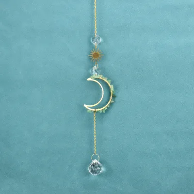 Fashion Sun Catcher Agate Moon Crystal Pendant Lighting Decorative Chandelier Accessories
