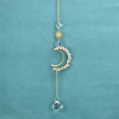 Fashion Sun Catcher Agate Moon Crystal Pendant Lighting Decorative Chandelier Accessories