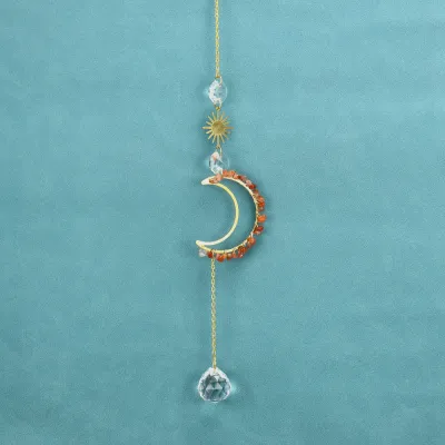 Fashion Sun Catcher Agate Moon Crystal Pendant Lighting Decorative Chandelier Accessories
