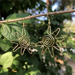 Women Creative Sun Pendant Vintage Alloy Geometric Drop Earrings