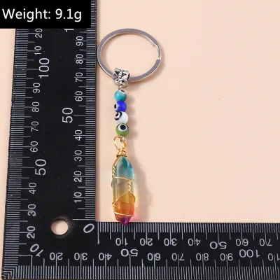 Women Cute Multicolor Hexagonal Butterfly Planet Turquoise Devil Eye Car Key Chain