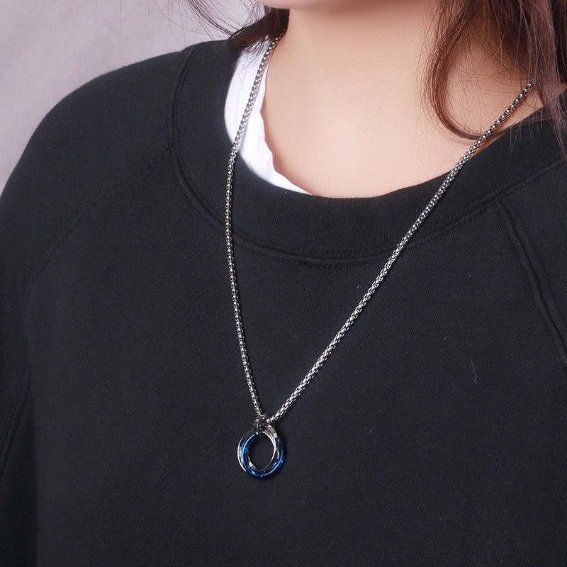 Wholesale Men'S Street Hip Hop Three Ring Ring Pendant Necklace