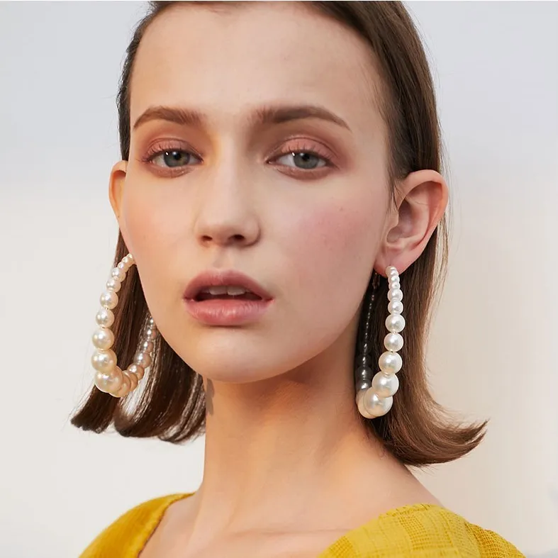 Women's Vintage Exaggerated Oversized Faux Pearl Earrings