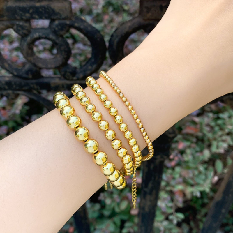 Wholesale Women'S Fashion Copper Plated 18K Gold Bead Bracelet Wholesale Women'S Fashion Copper Plated 18K Gold Bead Bracelet