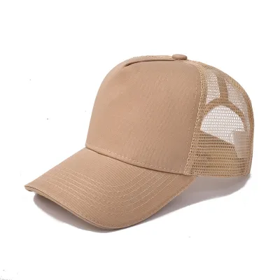 Pure Cotton Five-Piece Mesh Cap Solid Color Light Plate Breathable Sunscreen Cap for Teenager Youth Middle Age Unisex
