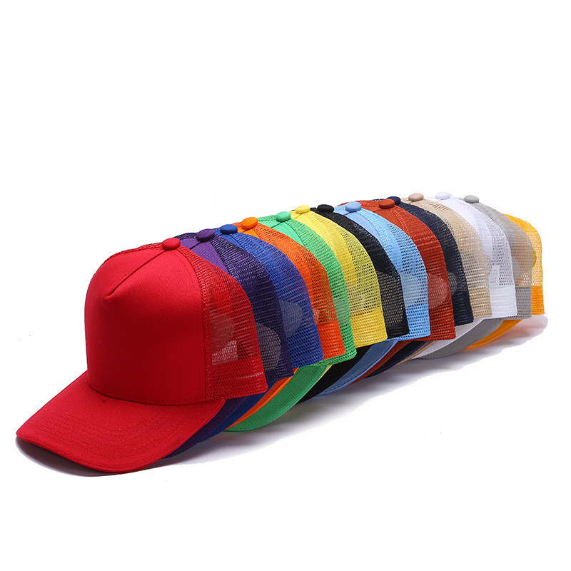 Wholesale Pure Cotton Five-Piece Mesh Cap Solid Color Light