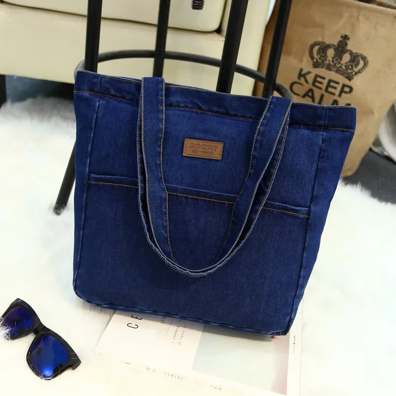 Women Fashion Denim Large Capacity Pillow Shoulder Bag