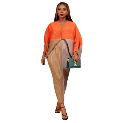 Plus Size V Neck Dolman Sleeve Printed Dress