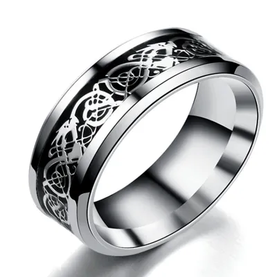 Men's Fashion Titanium Stainless Steel Dragon Slice Ring