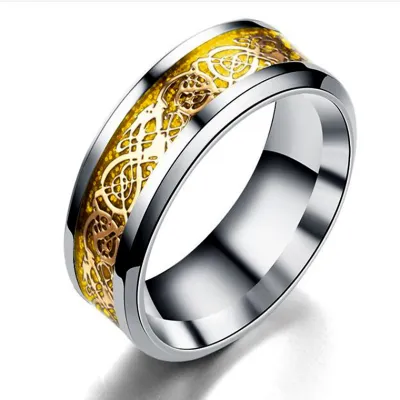 Men's Fashion Titanium Stainless Steel Dragon Slice Ring