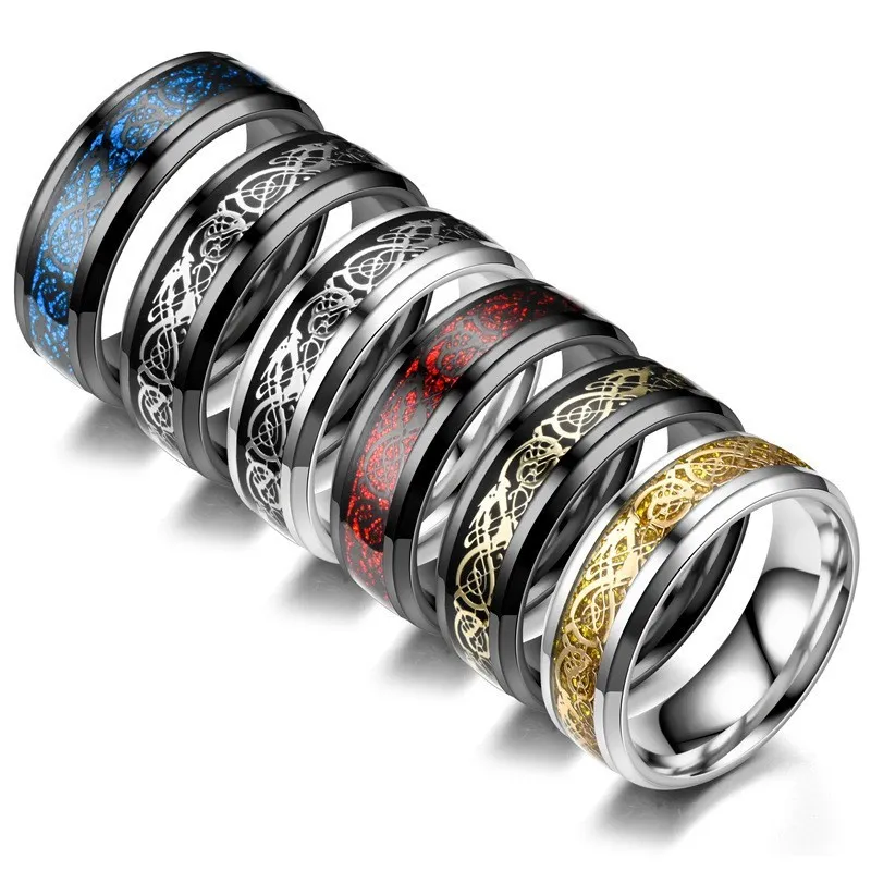 Men's Fashion Titanium Stainless Steel Dragon Slice Ring