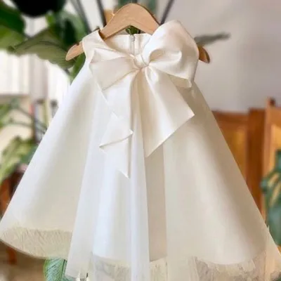 Girls Sleeveless Bow Mesh Princess Dress for Kids Toddlers - Chemical Fiber Blend, Polyester