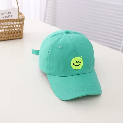Children Kids Baby Fashion Girls Boys Embroidery Smiley Peaked Cotton Dome Cap