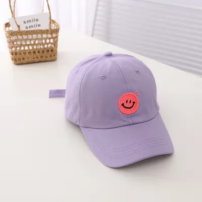 Children Kids Baby Fashion Girls Boys Embroidery Smiley Peaked Cotton Dome Cap