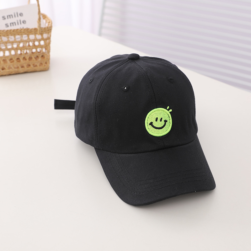 ■MISTER CHILD■ SMILE BALL CAP (BLACK) unisex Black Smiley Face Hat | Embroidered Baseball Caps - Rey to Z