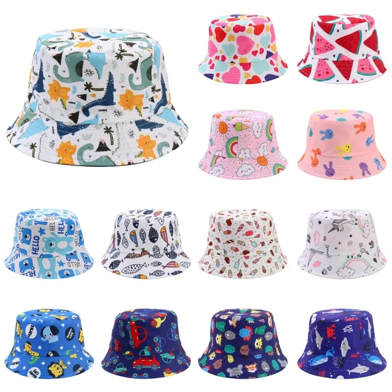 Children Kids Baby Unisex Cartoon Animal Print Flat Top Sunscreen Hat