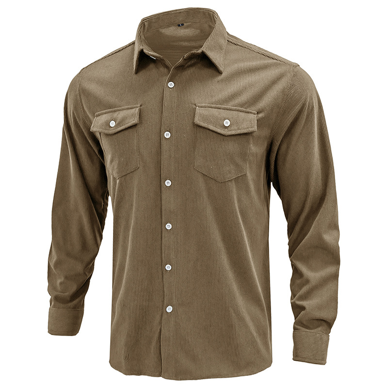 Wholesale Fashion Men'S Solid Color Corduroy Shirt