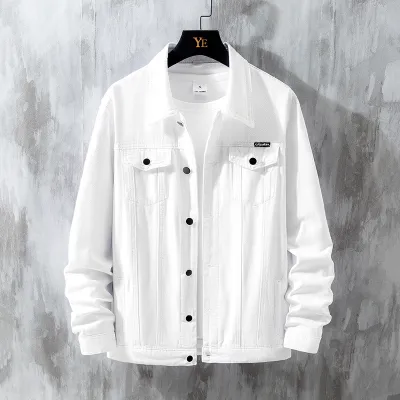 Men's Simple Cotton Denim Jacket Casual Workwear Long Sleeve