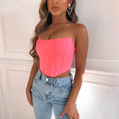 Women Sexy Elegant Solid Color Tube Top Corset