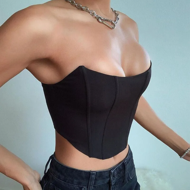 Women Sexy Elegant Solid Color Tube Top Corset