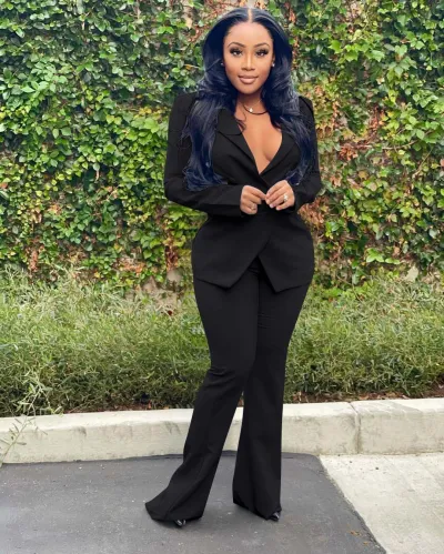 Women Casual Elegant Solid Color Long Sleeve Blazer And Pants Work Set
