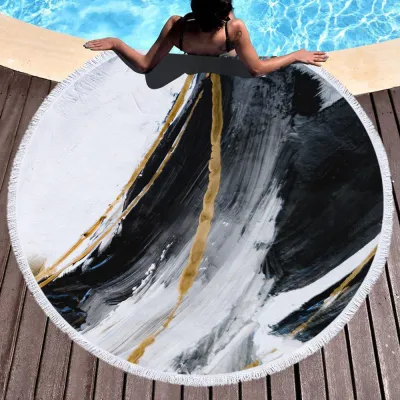 Watercolor Geometric Pattern Abstract Glasses Portrait Digital Printing Tassel Beach Towel