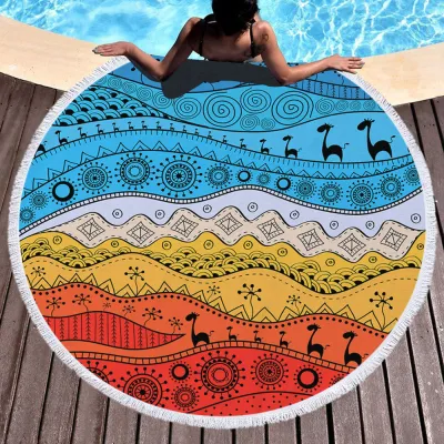 Coconut Tree Digital Printing Tassel Round Beach Towel