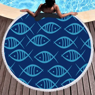 Coconut Tree Digital Printing Tassel Round Beach Towel