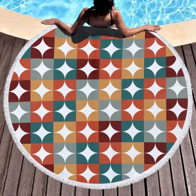 Coconut Tree Digital Printing Tassel Round Beach Towel