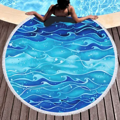 Coconut Tree Digital Printing Tassel Round Beach Towel