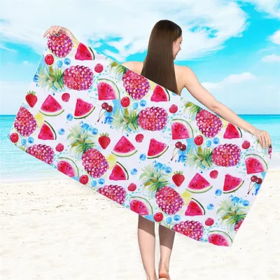 Double-Sided Fleece Quick-Drying Microfiber Printed Beach Towel For Women