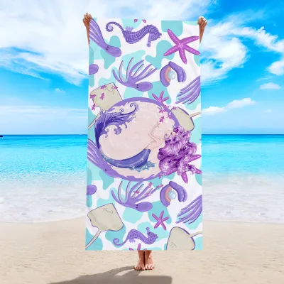 Digital Sublimation Printing Quick Dry Microfiber Beach Towel - Water Absorbent Superfine Fiber