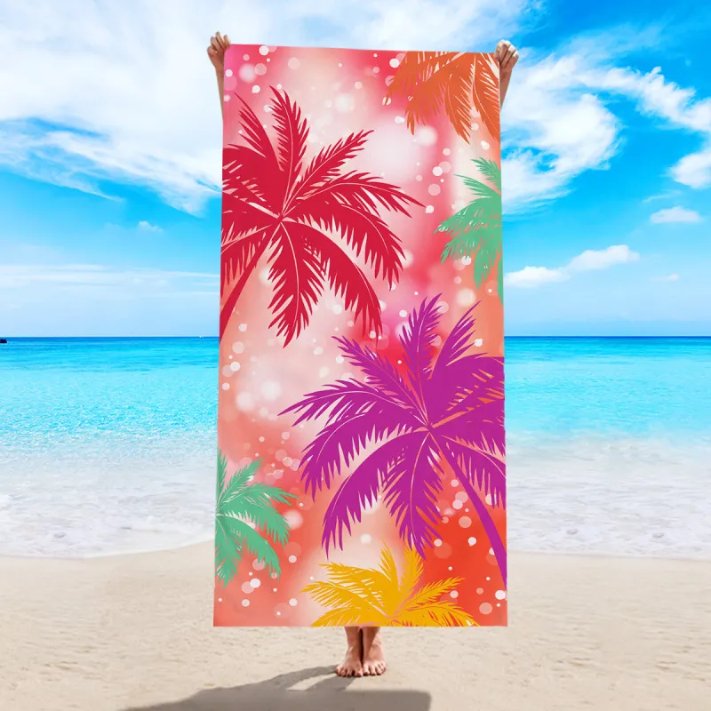 Microfiber Multicolor Coconut Tree Digital Printing Beach Towel for Women