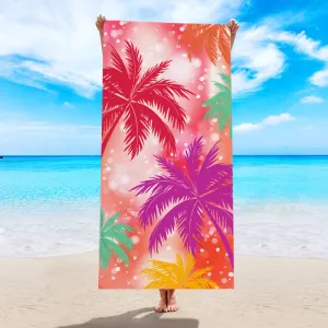 Microfiber Multicolor Coconut Tree Digital Printing Beach Towel for Women