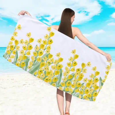 Reversible Terry Microfiber Print Beach Towel for Women