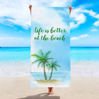 Reversible Terry Microfiber Print Beach Towel for Women