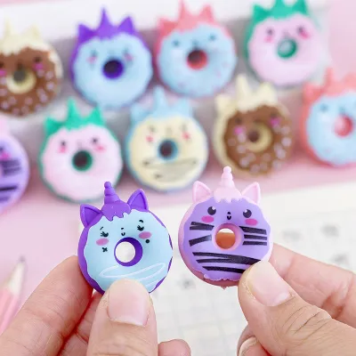 Creative Cartoon Unicorn Donut Shaped Eraser for Writing Revision