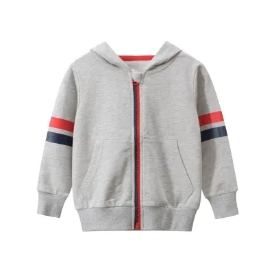 Children Kids Baby Boys Long Sleeve Stripes Basic Hoodies Zip Front Jacket
