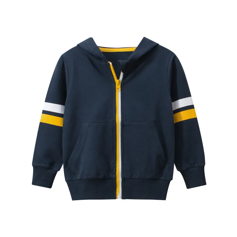 Children Kids Baby Boys Long Sleeve Stripes Basic Hoodies Zip Front Jacket