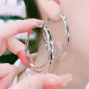 Women Multi-Layer Big Hoop Earrings Metal Exaggerate Geometric
