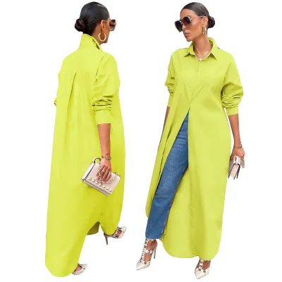 Women Casual Solid Color Cardigan Coat Shacket