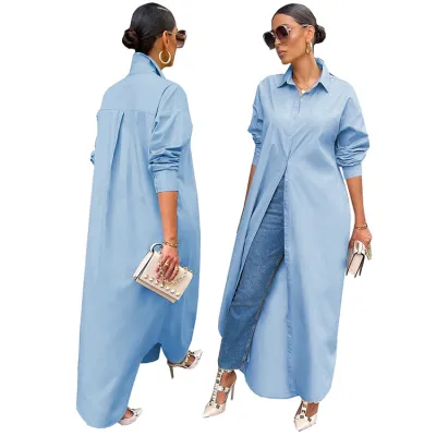 Women Casual Solid Color Cardigan Coat Shacket
