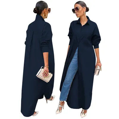 Women Casual Solid Color Cardigan Coat Shacket