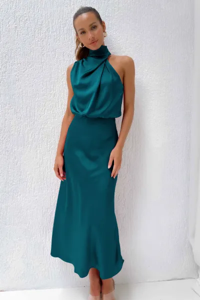 Women's Elegant Halter Sleeveless Midi Dress